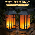 Solar Lanterns Outdoor Waterproof, 2 Pack 13" Metal & Glass Hanging Solar Lantern Lights, Grid Pattern IP46 Decorative Outdoor Solar Lanterns for Patio Table Yard Porch Garden Decor - Image 2