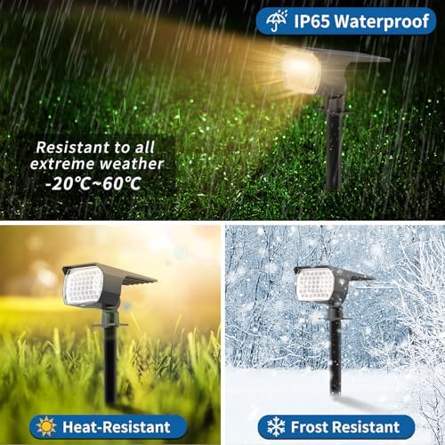 WENATY Solar Spot Light Outdoor Landscape Spotlights 6 Pack Warm White - Image 4