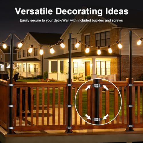 4 Pack String Light Poles for Outside, Upgraded Heavy-Duty Metal Light Poles for Outdoor String Lights with Fork, Adjustable Lighting Accessories for Patio Decor Backyard Pergola Garden Decorations - Image 5