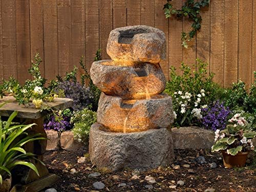 Glacial Rock Zen 30" Large Water Outdoor Indoor Fountain with LED Lights - Image 6