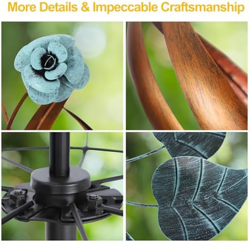 LimeHill Wind Spinner for Yard and Garden - Large Metal Kinetic Wind Sculptures for Outdoor Decorations (24 X 84 Inches) - Image 3