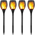 Gold Armour Solar Lights Outdoor - Flickering Flames Torch Lights Solar Light 42.9in Tall, Waterproof Dancing Flame Lighting 96 LED Dusk to Dawn Flickering Tiki Torches Outdoor Garden (4Pack) by GoldArmour