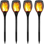 Gold Armour Solar Lights Outdoor - Flickering Flames Torch Lights Solar Light 42.9in Tall, Waterproof Dancing Flame Lighting 96 LED Dusk to Dawn Flickering Tiki Torches Outdoor Garden (4Pack) by GoldArmour