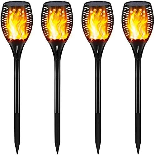 Gold Armour Solar Lights Outdoor - Flickering Flames Torch Lights Solar Light 42.9in Tall, Waterproof Dancing Flame Lighting 96 LED Dusk to Dawn Flickering Tiki Torches Outdoor Garden (4Pack) by GoldArmour