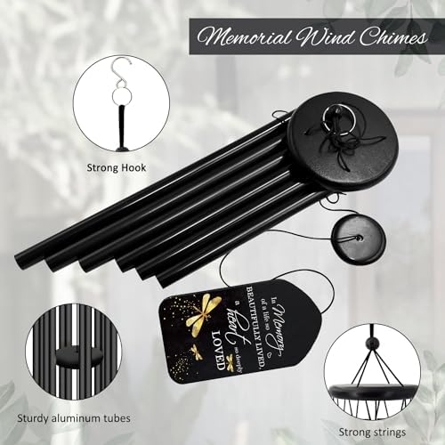 Sympathy Dragonfly Wind Chimes, Produced in USA, 26inch Personalized Wind Chimes for Loss of Loved One, Commemorative Sympathy Gifts for Funeral, in Memory of Dad/Mom/Husband/Wife - Image 4