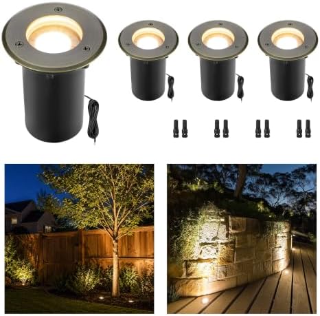 Gardenreet Landscape Well Light - Brass Waterproof Outdoor Ip65 In-Ground Lighting, Wired 12V LED Low Voltage Fixture, Antique Bronze for Lawn Wall Walkway Without MR16 Bulb by Gardenreet