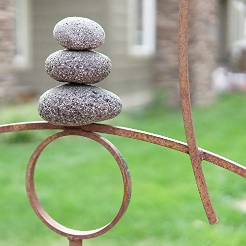 Zen Garden Spinner Kinetic Wind Sculpture | Balanced Arch Yard Decor with Rock Cairn and Stake | Relaxing Metal Art Wind Vane | Large | Handmade in The USA - Image 6