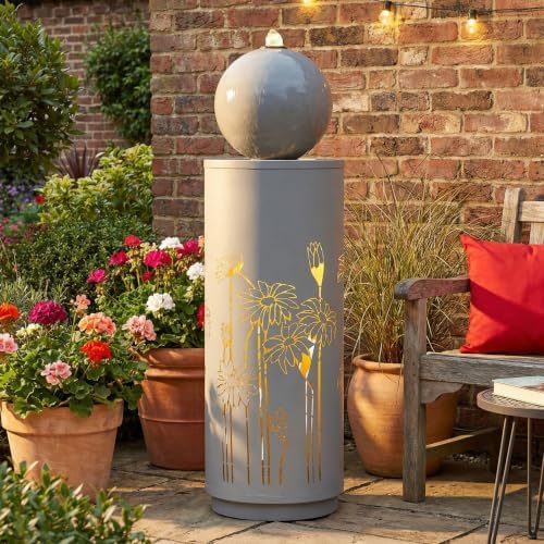 Water Wall Fountain with LED Lights, Waterfall Fountain for Patio Garden by Unknown