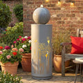 Water Wall Fountain with LED Lights, Waterfall Fountain for Patio Garden by Unknown