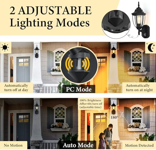 Porch Lights Outdoor Motion Sensor Wall Sconce Anti-Rust Aluminum, Exterior Outdoor Wall Lights Dusk to Dawn Porch Light Fixture Wall Mount for House Outside Patio - Image 4