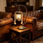 Victorian Antique Fecor Vintage Varmhouse Rustic Hurricane Table Lamp，Country Old Mid Century Modern Retro Kitchen Cabinet Counter Bronze Living Room Night Light-A - Image 7