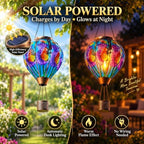 Butterfly Solar Hot Air Balloon Lantern, Glass Flickering Flame Light - Image 6