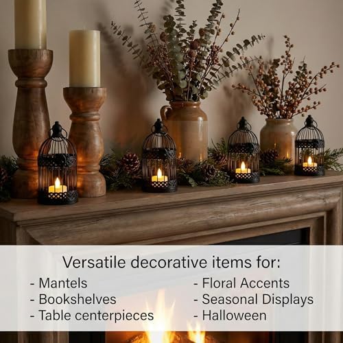 Vela Lanterns Bird Cage Decorative Candle Holders, Black, Mini, 4-Pack - Image 3