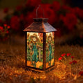 Fall Solar Lantern Rustic Harvest Watercolor Sunflowers Pumpkins Maple Leaves Waterproof Outdoor Hanging Lantern, Solar Powered Garden Light for Patio Yard Camping, Halloween Gift by Unknown