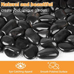 River Rock Stepping Stones Outdoor for Garden Walkway, 12 inch Diameter 6 Pcs Round Shape Paver Step Stones Polished Pebble River Stone Mat for Yard Lawn Patio Pathway Walk Way - Black - Image 5