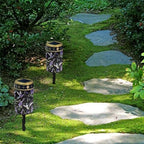 Poceacles Outdoor Solar Lights Solar Outdoor Candle Solar Cemetery Lights Water Resistant Fake Candle Solar Garden Stake Lights for Cemetery Grave Decorations, Hummingbird Hyacinth Leaf, Pack of 4 - Image 4