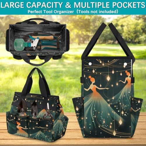 Ballet Dancing Garden Tool Bag Organizer Heavy Duty Ballet Dance Theme Gardening Tote Bag with 10 Pockets for Women Men Gardening Gifts - Image 4