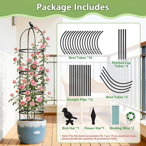 Obelisk Trellis for Garden Plants Climbing: 6ft Rustproof Metal Pipe with Plastic Coated - Potted Plant Climber Support for Outdoor Indoor Grape Vines Vegetable Fruits Flowers (2PC) - Image 6