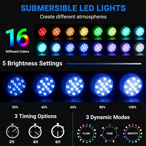 LOFTEK Pool Lights, Submersible LED Lights with Magnets & Suction Cups - Image 2