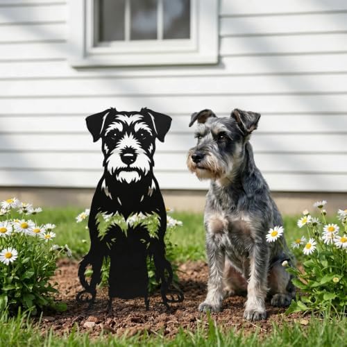 Dog Metal Garden Stake - Weatherproof Dog Silhouette Yard Art, Decorative Outdoor Sign for Lawn & Patio, Heartfelt Gift for Soft Schnauzer Lovers(Jump,14") - Image 3