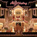 QITONG 4 Pack Solar Fairy Lights, Each 33ft 100 LED Red and White Christmas String Light Outdoor Waterproof, 8 Modes Silver Wire Twinkle Mini Lights - Image 3