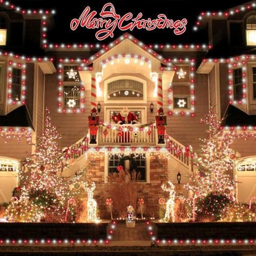 QITONG 4 Pack Solar Fairy Lights, Each 33ft 100 LED Red and White Christmas String Light Outdoor Waterproof, 8 Modes Silver Wire Twinkle Mini Lights - Image 3