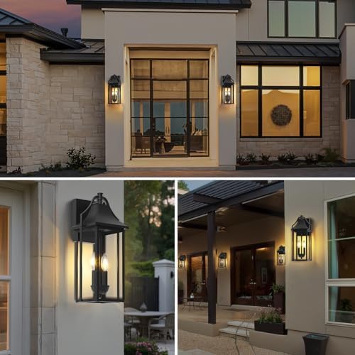 18IN Dusk to Dawn Outdoor Wall Sconce, 2-E12 Base Porch Light - Image 6