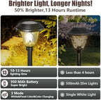 BEAU JARDIN 8 Pack Solar Pathway Lights White+Color Changing Stainless Steel 3 Mode Outdoor Multicolor Metal Solar Powered Waterproof Glass for Garden Landscape Path Yard Walkway Driveway Black - Image 4
