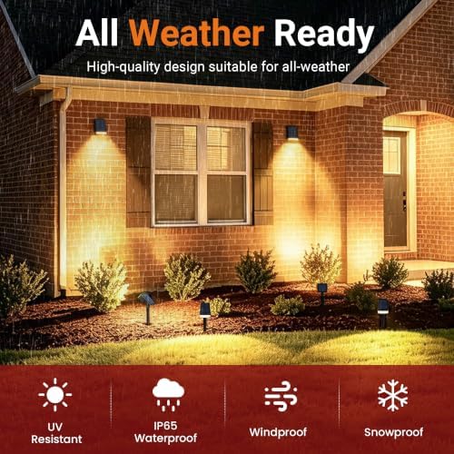 AUDERWIN Solar Spot Lights Outdoor Waterproof 12 Pack Warm White - Image 5