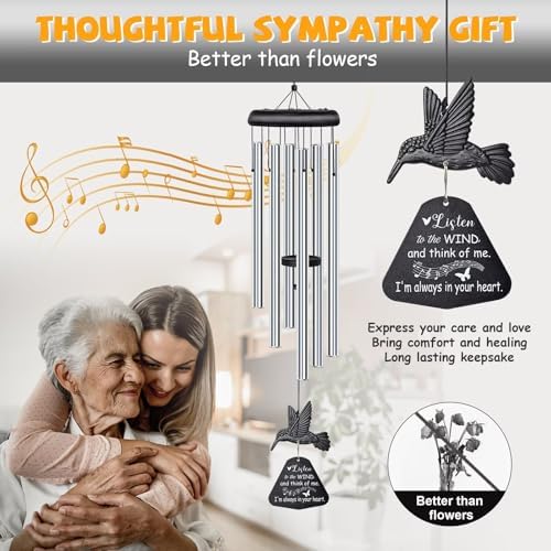Sympathy Wind Chimes for Outside Deep Tone, Memorial for Loss of Loved One Prime, Bereavement Condolence Remembrance Funeral Gifts for Grieving Friends Loss of Mother Father - Image 2