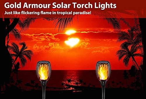 Gold Armour Solar Lights Outdoor - Flickering Flames Torch Lights Solar Light 42.9in Tall, Waterproof Dancing Flame Lighting 96 LED Dusk to Dawn Flickering Tiki Torches Outdoor Garden (4Pack) - Image 6