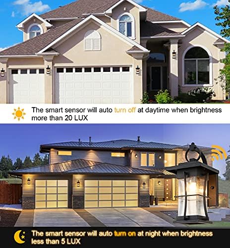 Dusk to Dawn Outdoor Wall Lantern Exterior Light Fixtures Wall Mount Porch Light with Photocell Sensor Waterproof Outside Wall Lights for House, Patio, Garage, Black with Seeded Glass - Image 4