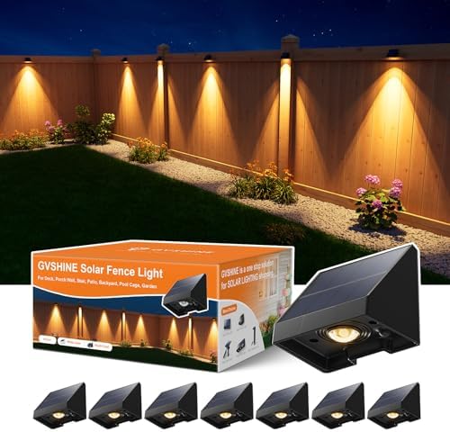 8 Pcs Decorative Sun Power Fence Lamp Outdoor Waterproof Warm White by GVSHINE