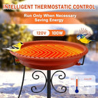 Daoeny Heated Bird Baths for Outdoors, Upgraded 100W Thermostatically Controlled Heated Bird Bath with 5-Prong Metal Base, Heated Bird Bath for Outside Winter Garden Patio Yard Lawn(Terracotta) - Image 3