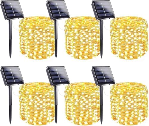 Solar Fairy Lights, 6 Pack Total 600LED 216FT Waterproof String Lights by SANJICHA