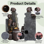 40''H 6-Tiers Fountain Outdoor, Water Fountains and Waterfalls - Image 3