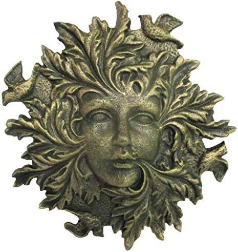 Unique Cast Iron Woman Bird Wall Plaque by Unknown