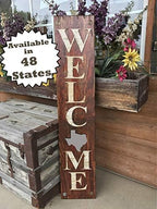 State Welcome SIGN FARM, HOME, LAKE, TEXAS NM NEW MEXICO LA LOUISIANA AR ARKANSAS OK OKLAHOMA *Rustic Distressed Wood * Red White Blue Outside *Exterior *Entryway, Porch, Front Door TX - Image 5