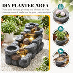 37.4" L Water Fountain Outdoor, 5-Tier Cascading Rock Waterfall, Gray - Image 7