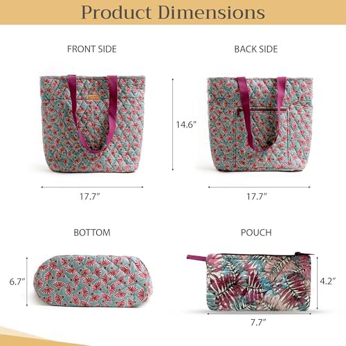 Maison d' Hermine Shopping Bags Cotton Quilted Tote Bag with Zipper Pockets - Image 6