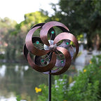 Solar Wind Spinner Improved 360 Degrees Swivel Multi-Color LED Lighting Glass Ball with Kinetic Wind Spinner Vertical Metal Sculpture Stake Construction for Outdoor Yard Lawn & Garden. - Image 4