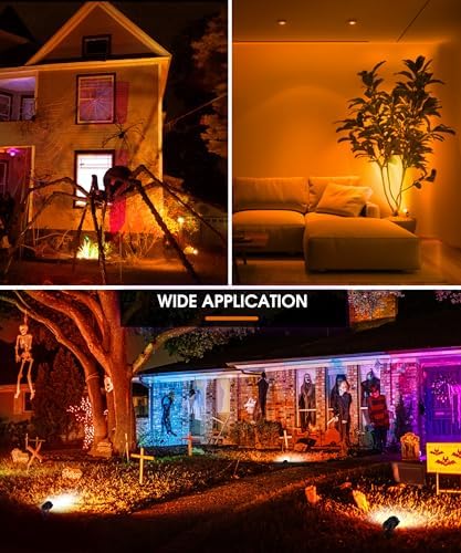 L LOHAS LED Orange Halloween Lights Outdoor Spotlight Dusk to Dawn Plug in - Image 4