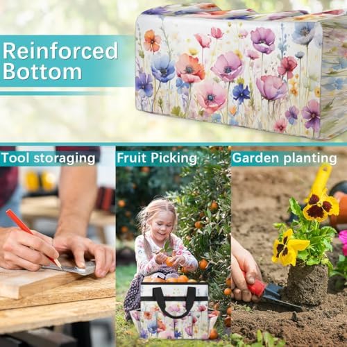 Garden Tool Bag Organizer Garden Tote Bag with Pockets Poppy Lavender Spring Tool Storage Organizer Gardening Tool Kit Holder 13" x 6.8" x 2.8" - Image 6
