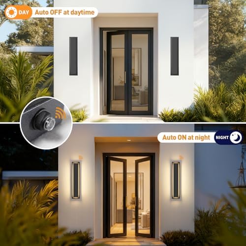 23.6'' Dusk to Dawn Outdoor Sconce Lights Black Exterior Lighting Fixtures - Image 3