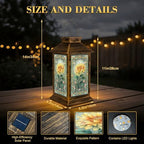 Stained Glass Style Solar Lantern Outdoor Garden Hanging Lantern Sunflower Glass Art Soft Intricate Mosaic Patterns Waterproof Solar Powered Lighting Outside Table Lamp for Patio Deck Yard Camping - Image 2