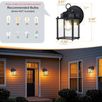GRUENLICH Outdoor Wall Light Fixture, Clear Glass, Black, 2 Pack - Image 3