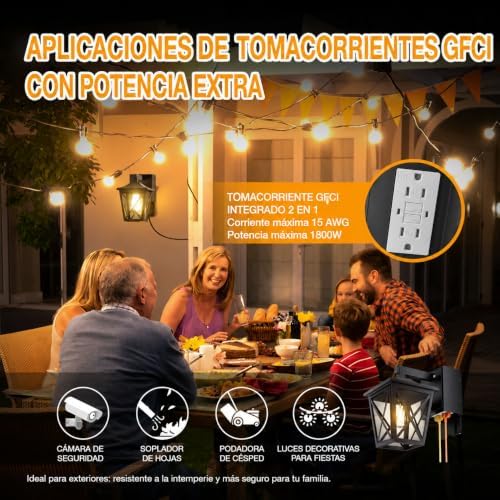 Ehaho Porch Lights with GFCI Outlet Aircraft Grade Aluminum Alloy-Black 1PC - Image 5