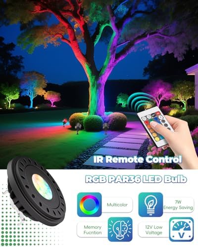 PAR36 LED Bulb, RGB Color Changing Low Voltage Lights 12V 2pcs - Image 4