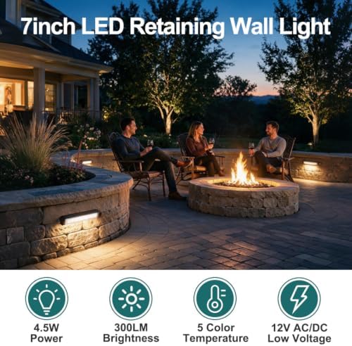 kadision 12-Pack 7” LED Retaining Wall Light Low Voltage 5CCT - Image 2