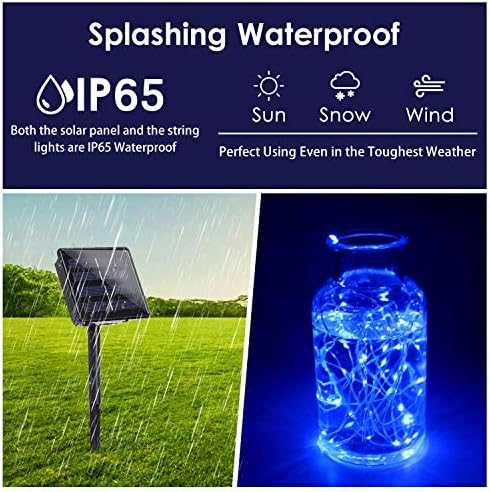 BHCLIGHT Solar String Lights Outdoor, 2Pack 144FT 400LED Fairy Lights, Blue - Image 2